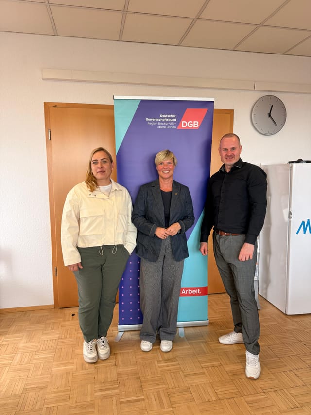 Landtagsabgeordnete Cindy Holmberg im Austausch mit DGB Neckar-Alb-Obere Donau: Transformation gemeinsam gestalten